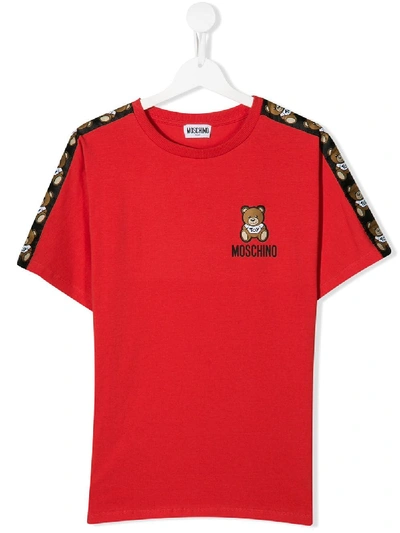 Moschino Teen Bear Logo Print T-shirt In Red