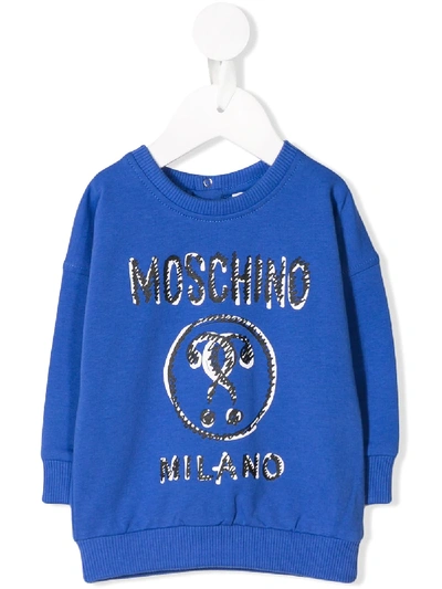 Moschino Babies' Double Question Mark Print Sweatshirt In Blue