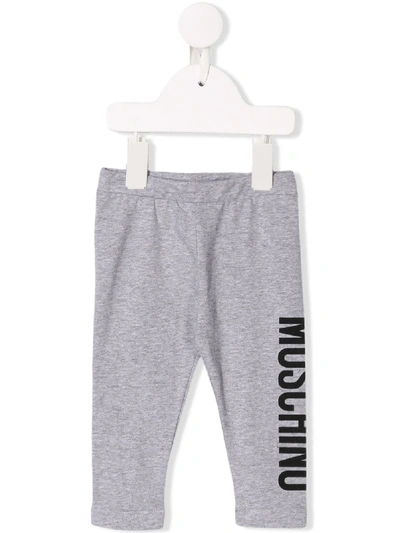 Moschino Babies' Logo Printed Leggings In Grey