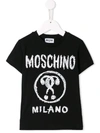 Moschino Kids' Scribble Print T-shirt In Black
