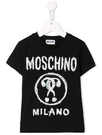 Moschino Kids' Scribble Print T-shirt In Black