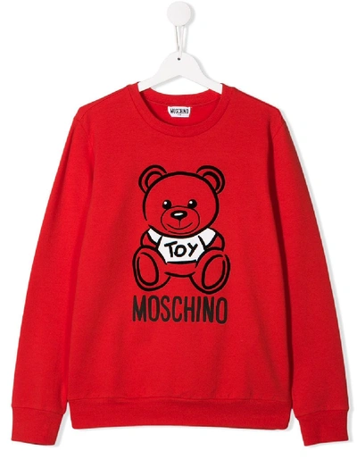 Moschino Kids' Teddy Print Sweater In Red