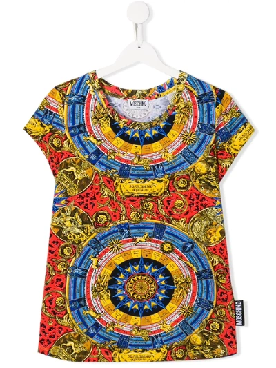 Moschino Teen Zodiac Pattern T-shirt In Blue