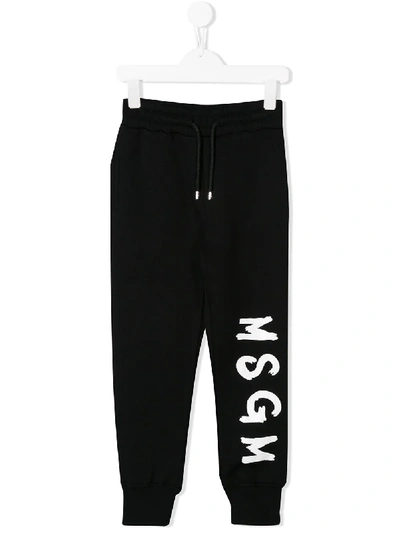 Msgm Babies' Kids Black Logo Lounge Pants