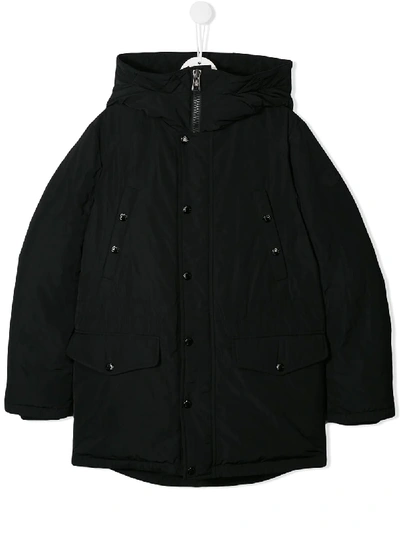 Moncler Teen Hooded Padded Coat In Black