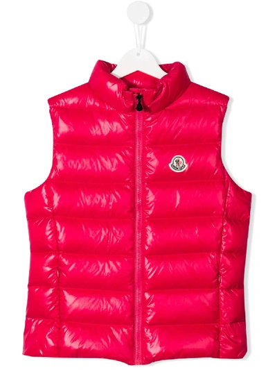 Moncler Teen Padded Gilet In Pink