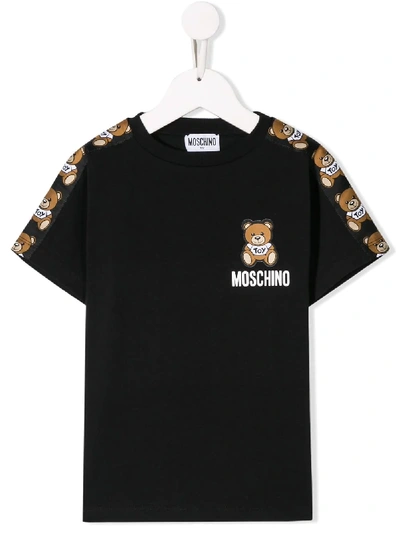 Moschino Kids' Bear Logo T-shirt In Black