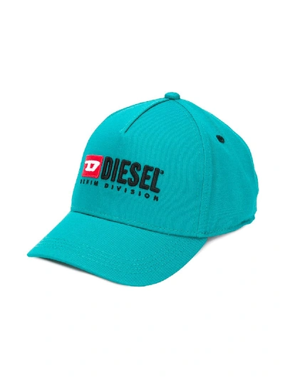 Diesel Kids' Embroidered Logo Baseball Cap In Blue