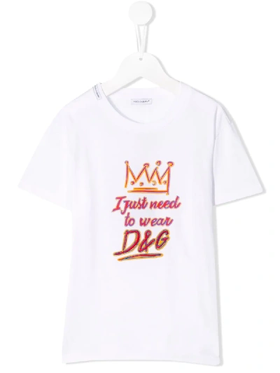 Dolce & Gabbana Kids' Logo Printed T-shirt In White
