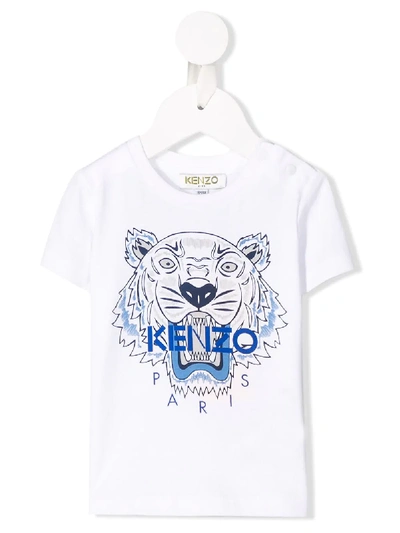 Kenzo Babies' Tiger Print T-shirt In White