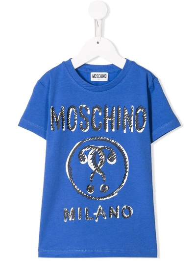 Moschino Kids' Logo Printed T-shirt In Blue