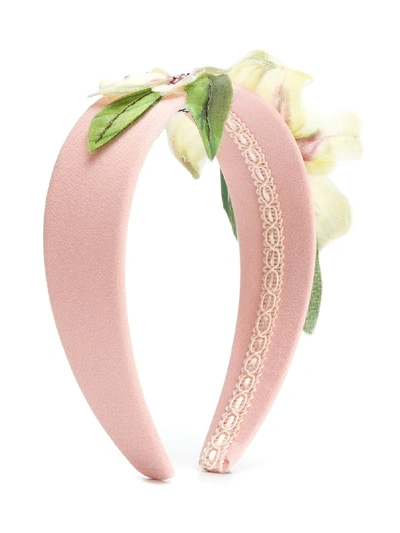 Dolce & Gabbana Kids' Flower Appliqué Headband In Pink