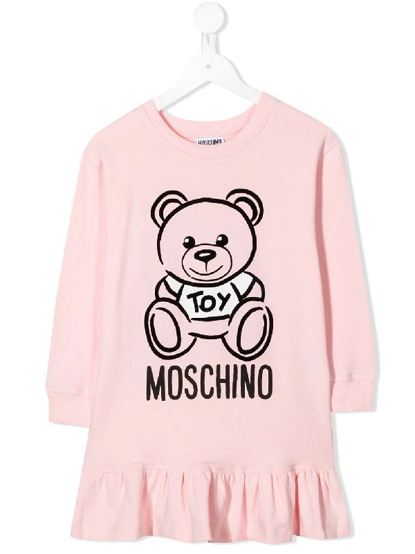 Moschino Kids' Teddy Logo Print Dress In Pink | ModeSens