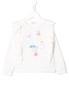 Simonetta Ruffled Long Sleeve Top In White