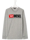 Diesel Teen Logo Print Top In Grey