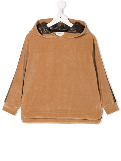 Fendi Kids' Ff Side Stripe Hoodie In Neutrals