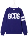 Gcds Kids' Embroidered Logo Sweatshirt In Purple