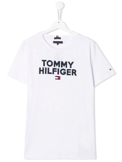 Tommy Hilfiger Junior Kids' Printed Logo T-shirt In White