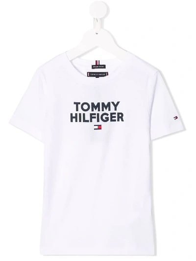 Tommy Hilfiger Junior Kids' Contrast Logo T-shirt In White