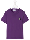 Stone Island Junior Kids' Logo Patch T-shirt In Purple