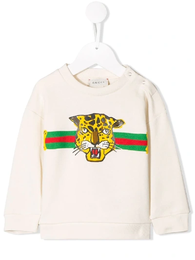 Gucci Babies' Tiger印花t恤 In White