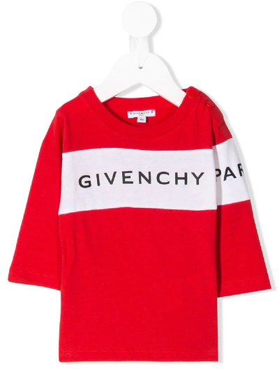 Givenchy Babies' Logo印花t恤 In Rosso
