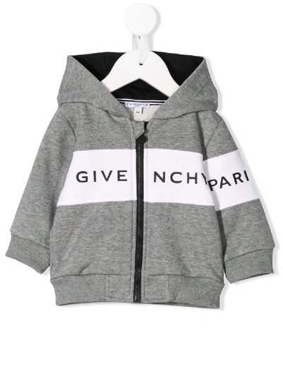 Givenchy Kids' 拉链开合棉质连帽卫衣 In Grey