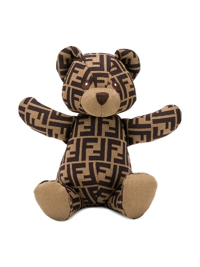 Fendi Kids' Monogram Print Teddy Bear In Brown