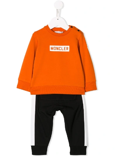 Moncler Babies' Logo Tracksuit Set In Orange