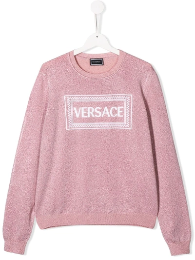 Young Versace Teen Vintage Logo Jumper In Pink