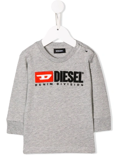 Diesel Babies' Logo Embroidered Sweatshirt In Grey