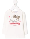 Monnalisa Babies' Long-sleeved Hello Kitty T-shirt In Neutrals