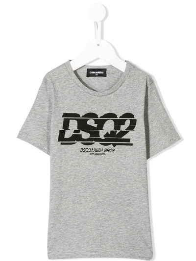 Dsquared2 Kids' Logo Print T-shirt In Grey