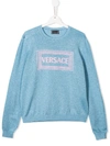 Young Versace Kids' Logo Sweatshirt In Blue