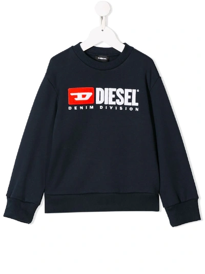 Diesel Kids' Embroidered Logo Sweatshirt In Blue