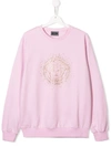 Young Versace Teen Embellished Logo Jumper In Pink