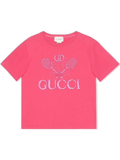 Gucci Kids' Children's T-shirt With  Tennis In Pink