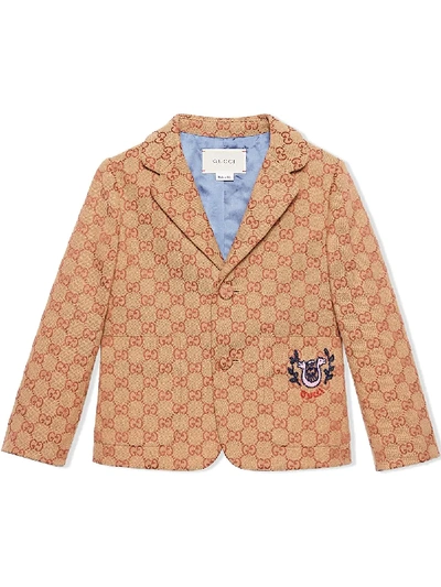 Gucci Kids' Gg帆布西装式外套 In Beige