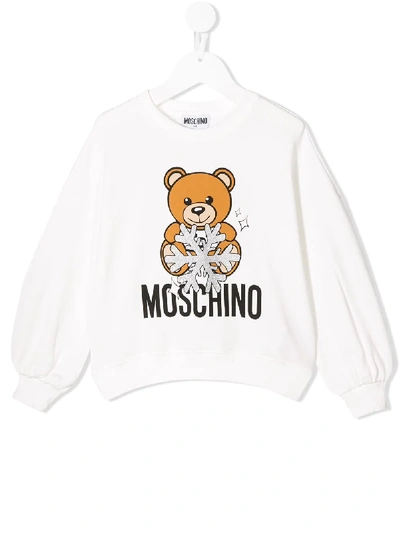 Moschino Kids' Teddy套头衫 In White