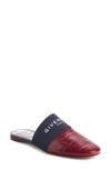 Givenchy Bedford Flat Croco Mules With Logo Elastic In Paprika
