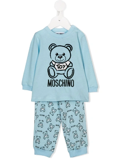 Moschino Babies' Teddybear Logo Print Tracksuit In Blue