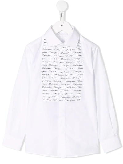 Dolce & Gabbana Kids' Logo Bib Shirt In White