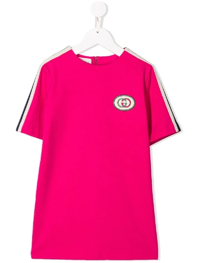 Gucci Kids' Interlocking G Patch T-shirt Dress In Pink