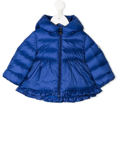 Moncler Babies' Padded Frill Flared Jacket In Blu