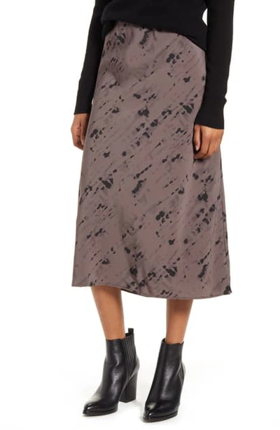 Bobeau Lyndon Bias Cut Midi Skirt In Tie Dye Charcoal