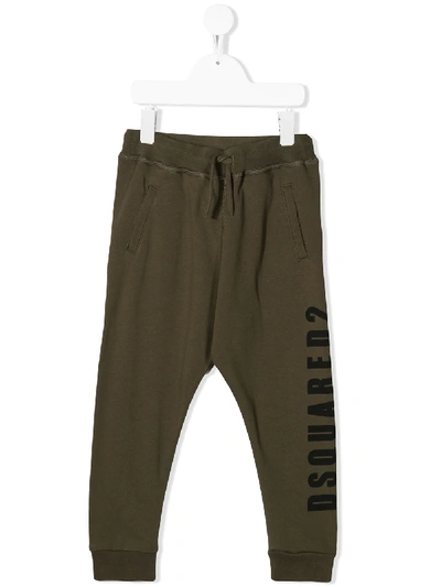 Dsquared2 Kids' Logo Print Track Trousers In Green