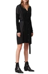 ALLSAINTS IVA LONG SLEEVE BUTTON-UP MIXED MEDIA DRESS,WD353R