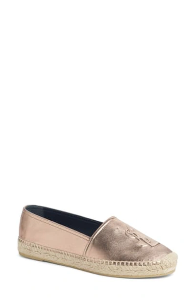 Saint Laurent Logo Espadrille In Blush Metal