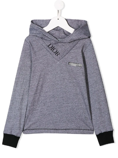 Baby Dior Kids' Where Do You Hide? Patch Hoodie In Grey