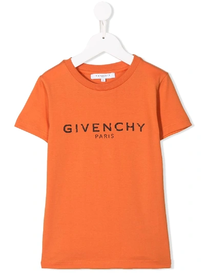 Givenchy Kids' Logo Print T-shirt In Orange